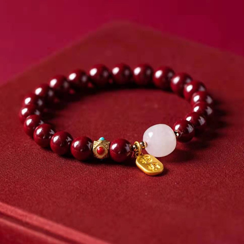 Vòng tay phong thủy chu sa hạt đá may mắn