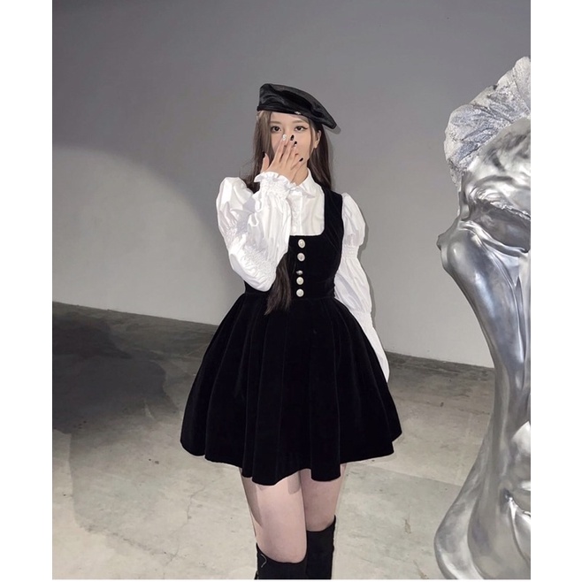 SET SƠ MI TAY CHUN YẾM HAI DÂY DÁNG XOÈ BỒNG SSMTCK