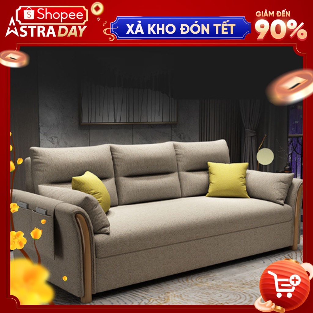 Sofa Giường Thông Minh-Ghế Sofa Cao Cấp Đệm Bọt Biển Tay Gỗ Có Ngăn Chứa Đồ Tặng Kèm 6 Gối Cao Cấp | BigBuy360 - bigbuy360.vn