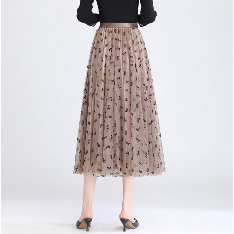 Chân Váy maxi 2 Mặt Dáng Chữ A Lưng Cao Thêu Họa Tiết Bướm Thời Trang Mùa Hè Xinh Xắn Cho Nữ