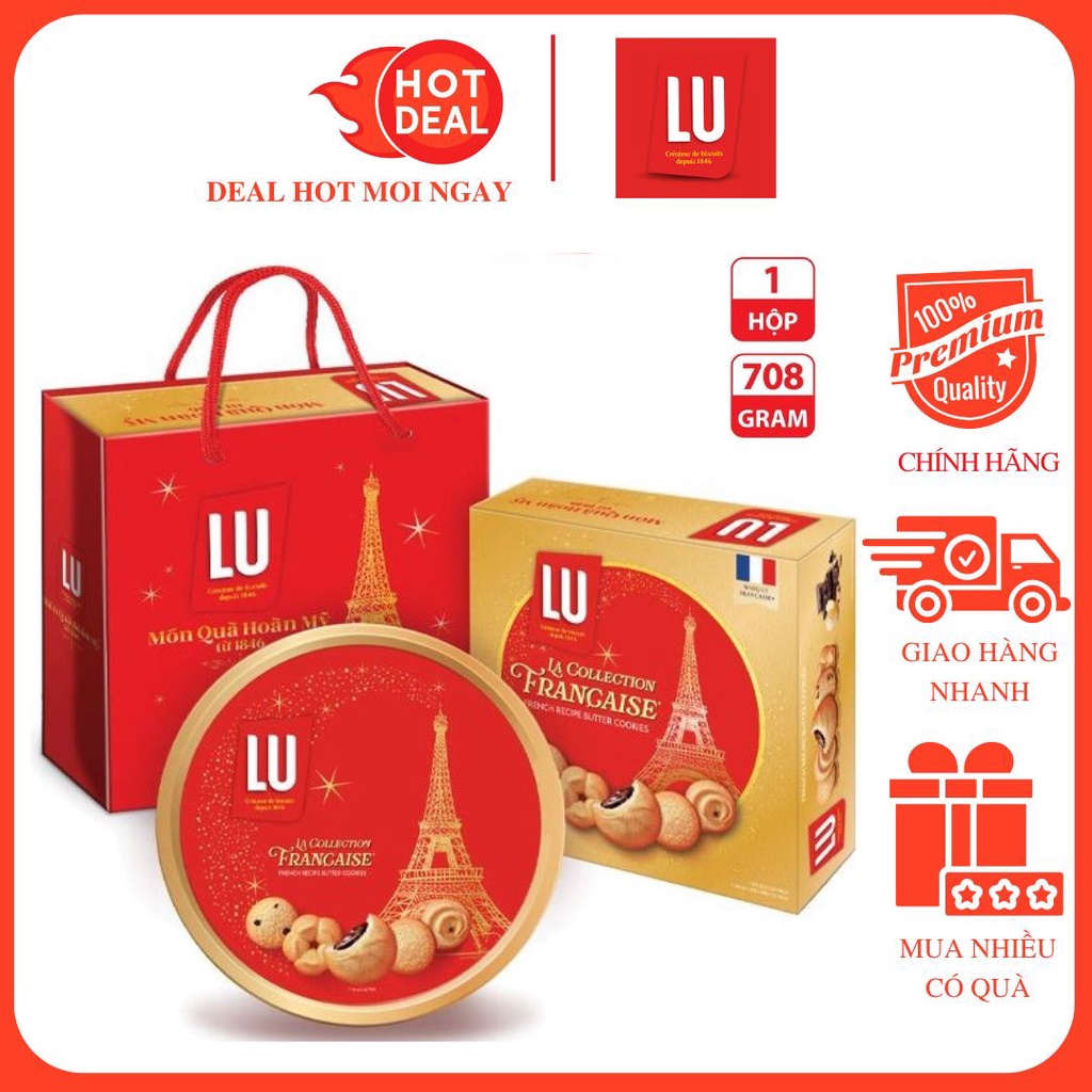 Bánh Quy Bơ Thập Cẩm Lu Hộp 708G Chính Hãng