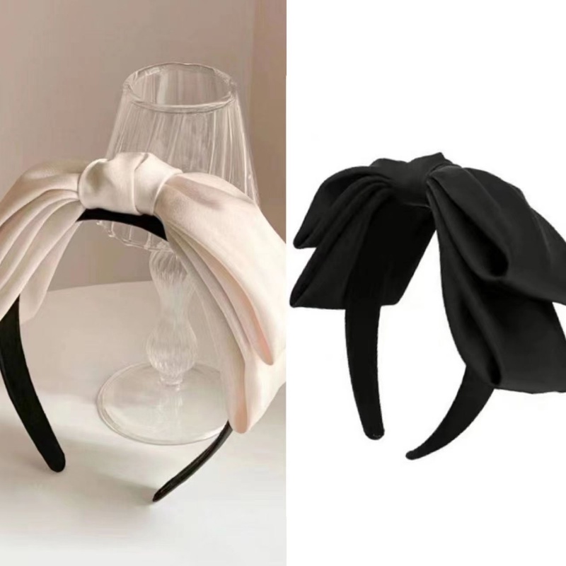 Băng Đô Cài Tóc Thắt Nơ Màu Trắng Đen Đơn Giản Chất Lượng Cao Thời Trang 2023