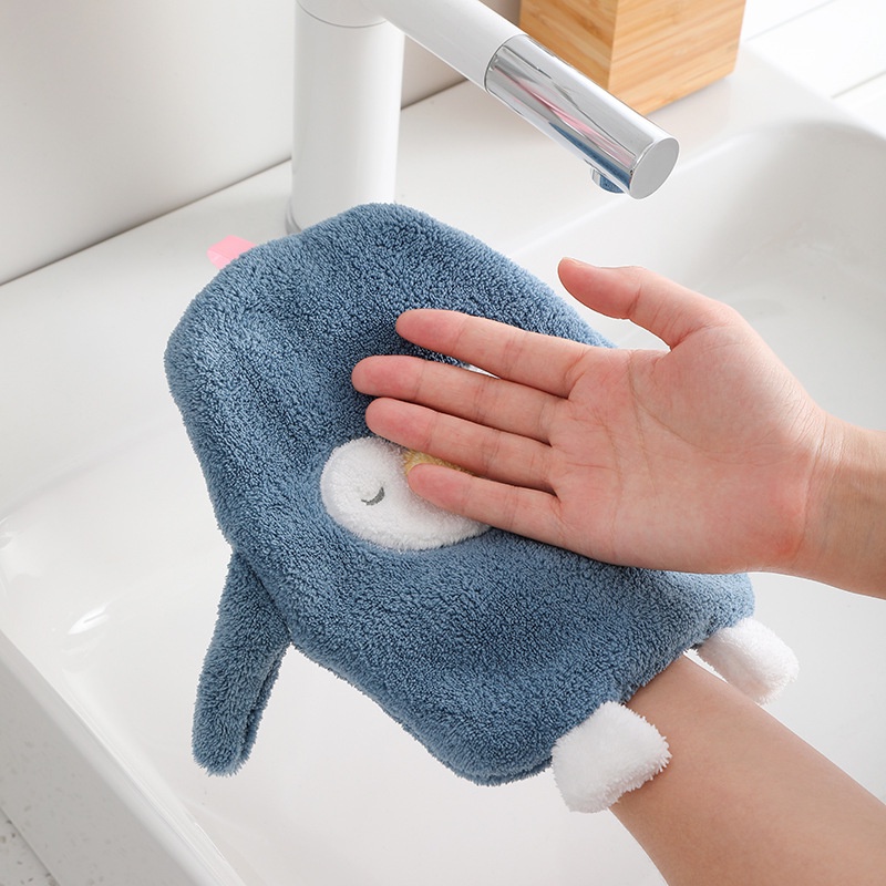 Khăn Lau Tay Mềm Mại Thấm Hút Tốt Nhanh Khô Hình Chim Cánh Cụt Đáng Yêu