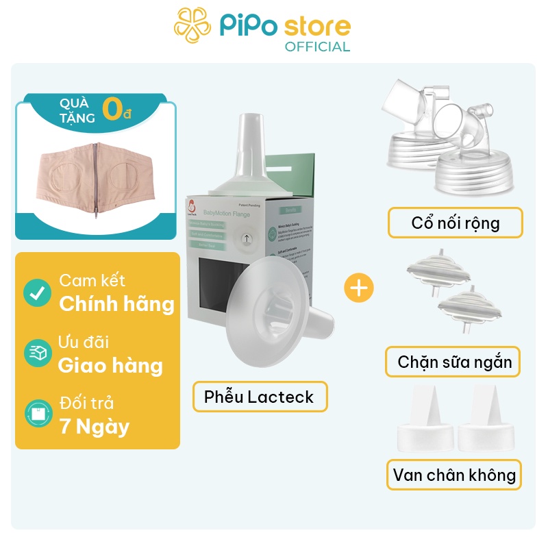 Bộ phụ kiện phễu Hút Sữa Lacteck Baby Motion cho máy hút sữa bình cổ rộng (Máy Avent, Spectra, Rozabi, Fazt, Concung)