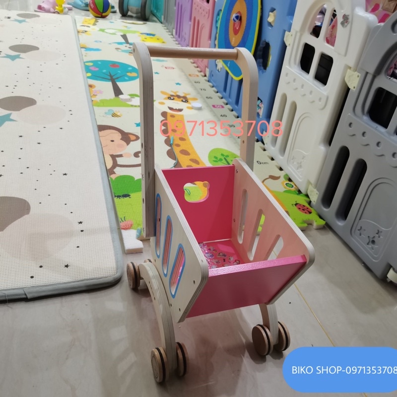 Đồ chơi xe đẩy siêu thị cho bé bằng gỗ cao cấp nhiều mẫu - Biko Shop