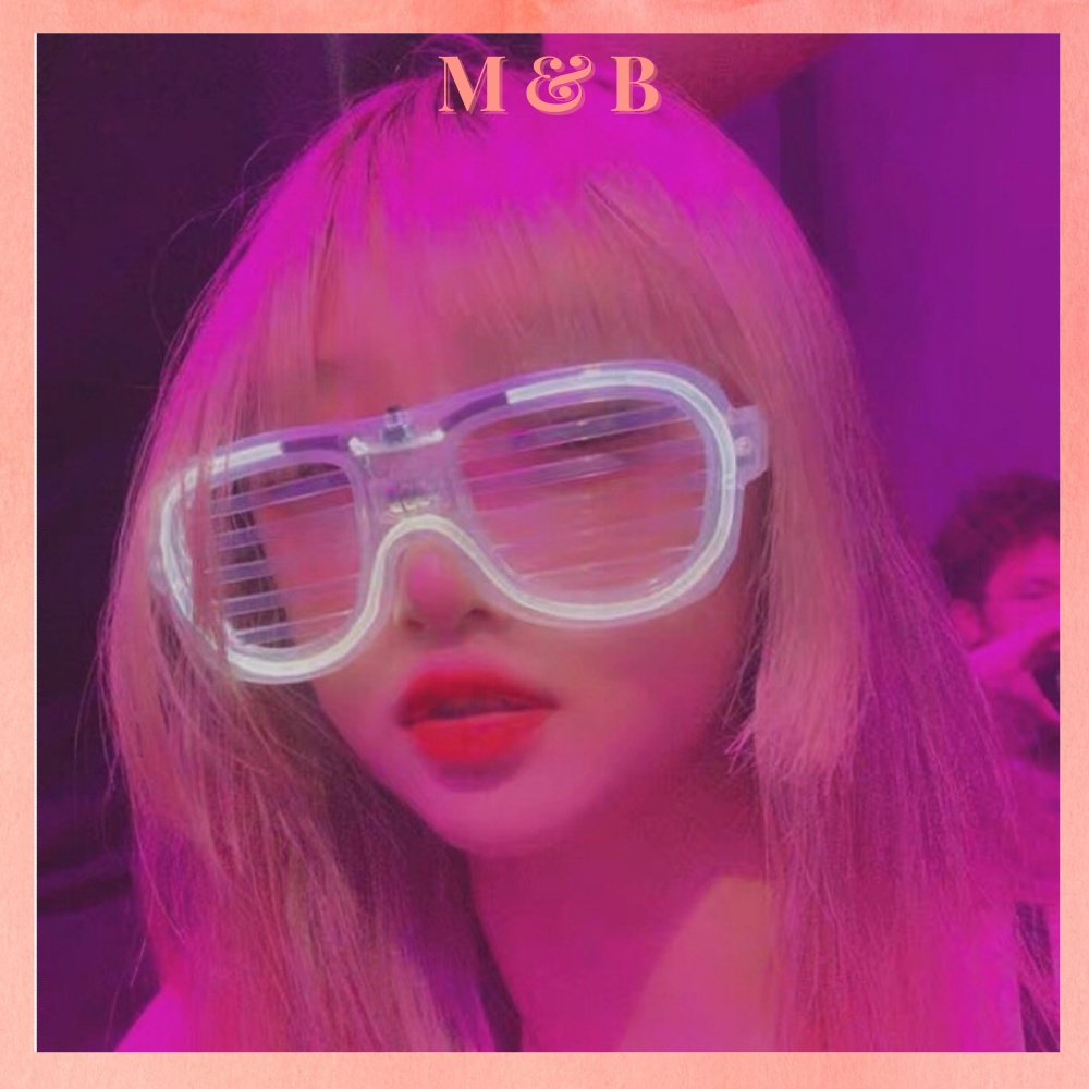 Mắt kính đèn Led phát sáng gọng tròn, trái tim phát sáng nhiều màu nhấp nháy vui nhộn, độc đáo, phong cách Retro đi bar