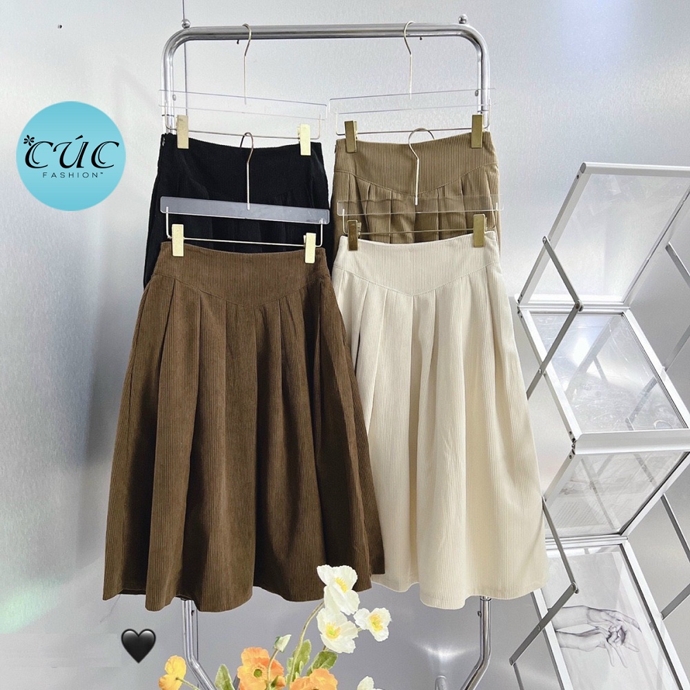 Chân váy dài CÚC FASHION đầm nữ cao cấp dáng xếp ly cạp cao thời trang công sở đẹp cv xòe xếp li tăm CV701