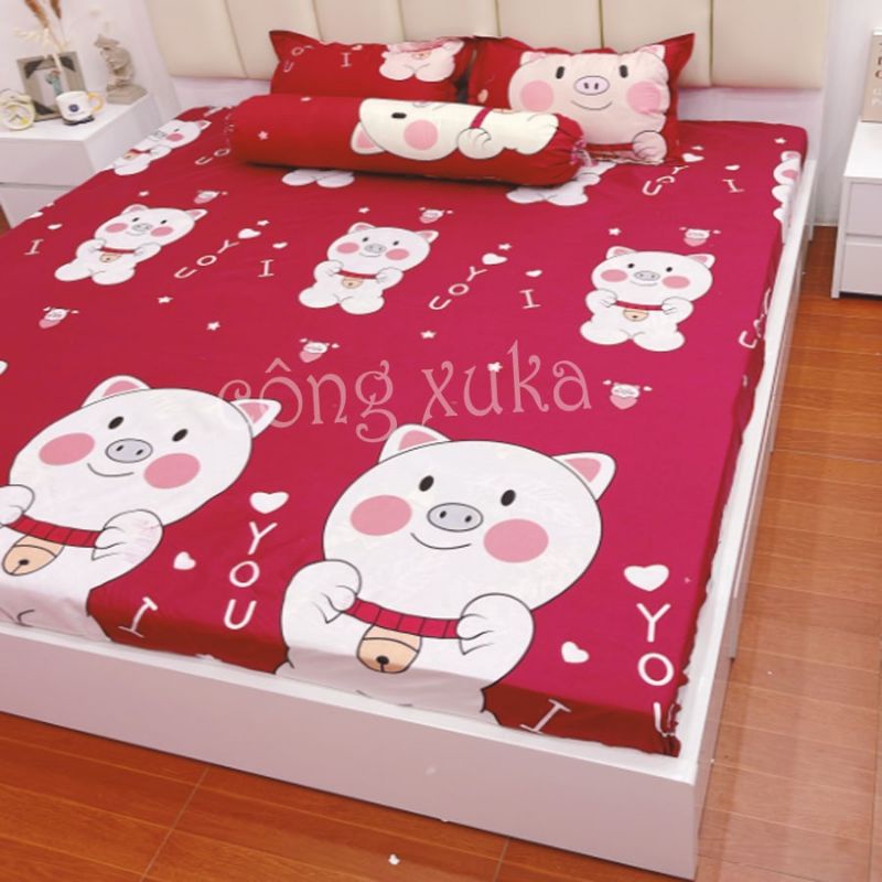 Bộ ga gối 3 món poly cotton 1m6. 1m8