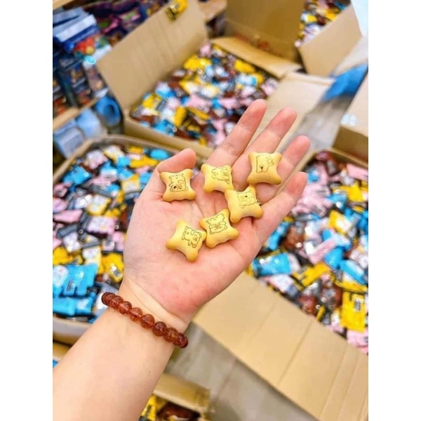 Thùng 80 gói bánh gấu nhân kem mix vị
