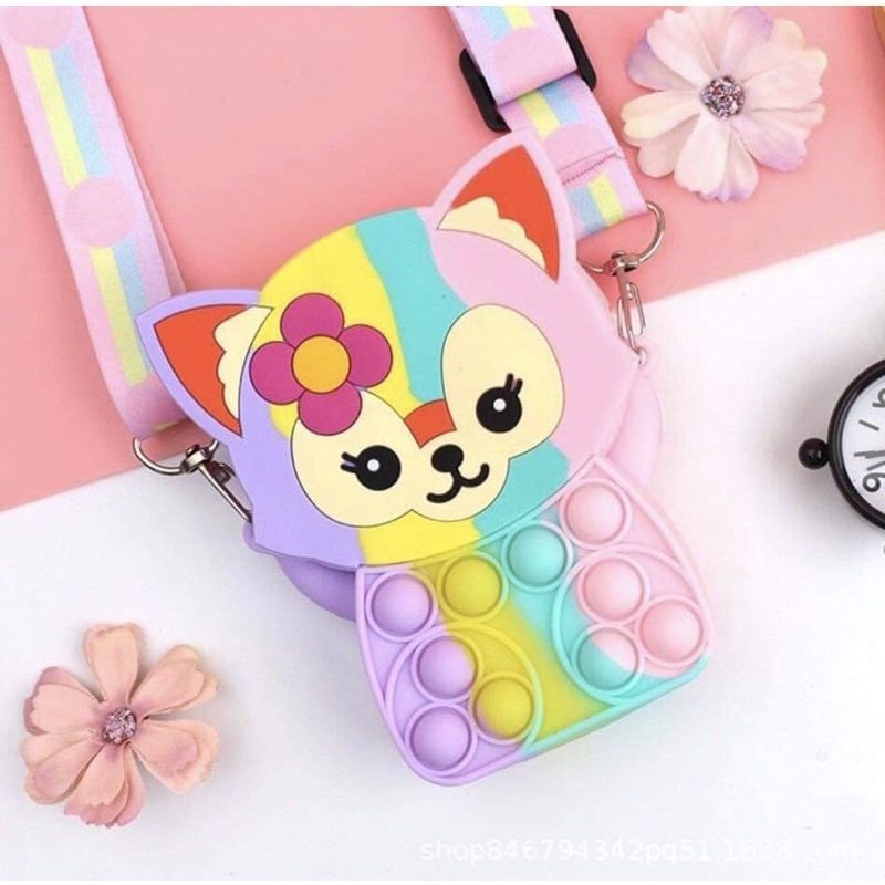 Túi pop it đeo chéo giảm căng thẳng bóp bong bóng nhiều hình dễ thương cho bé đựng lì xì Tết