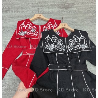 Váy xoè thêu cổ