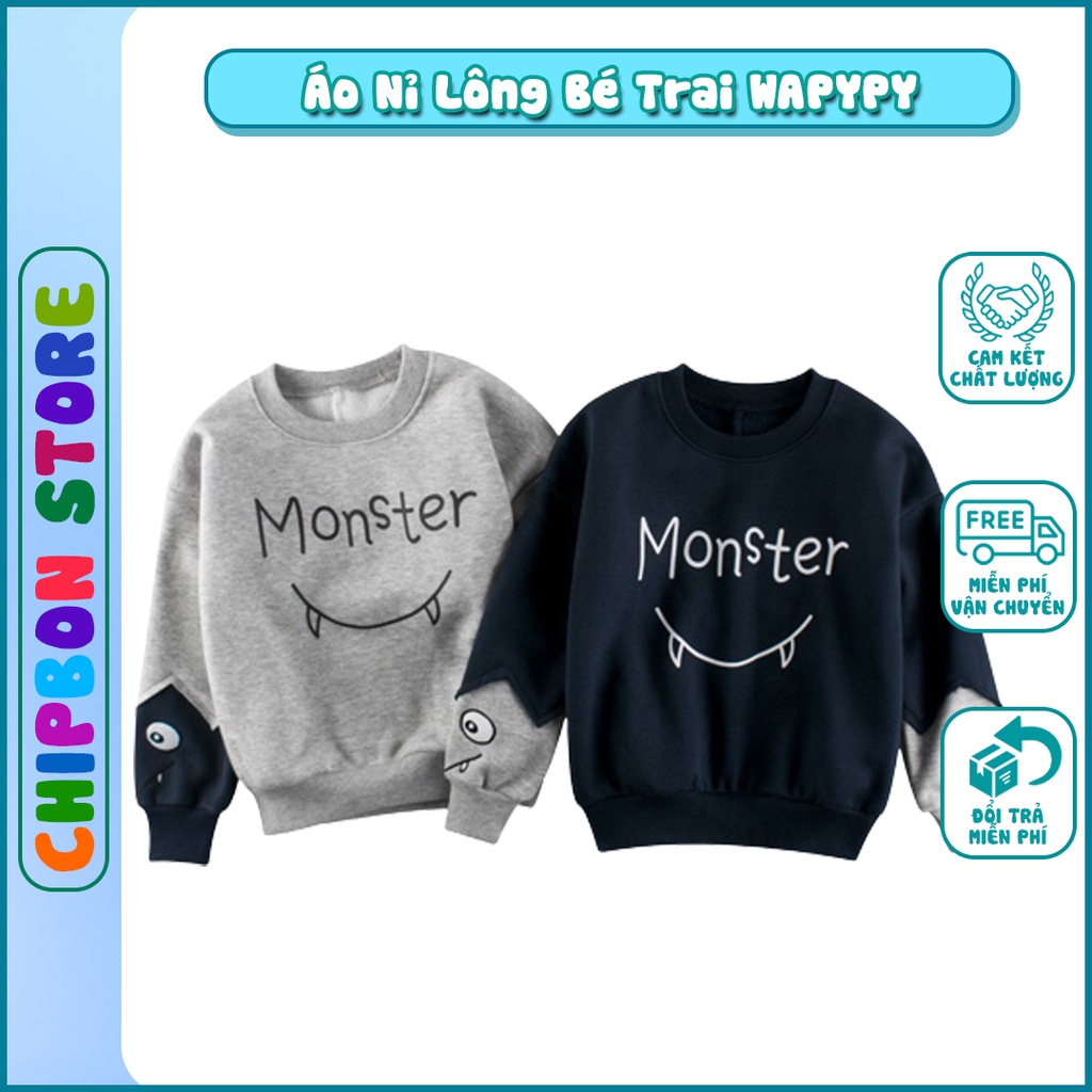 Áo Nỉ Lông Chip Bon Store - Áo Nỉ Lông Bé Trai Luôn Đồng Hành Cùng Bé Trong Mùa Đông