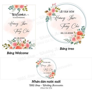 Combo Bảng treo + Bảng cổng (tặng 24 nhãn nước suối theo tone )