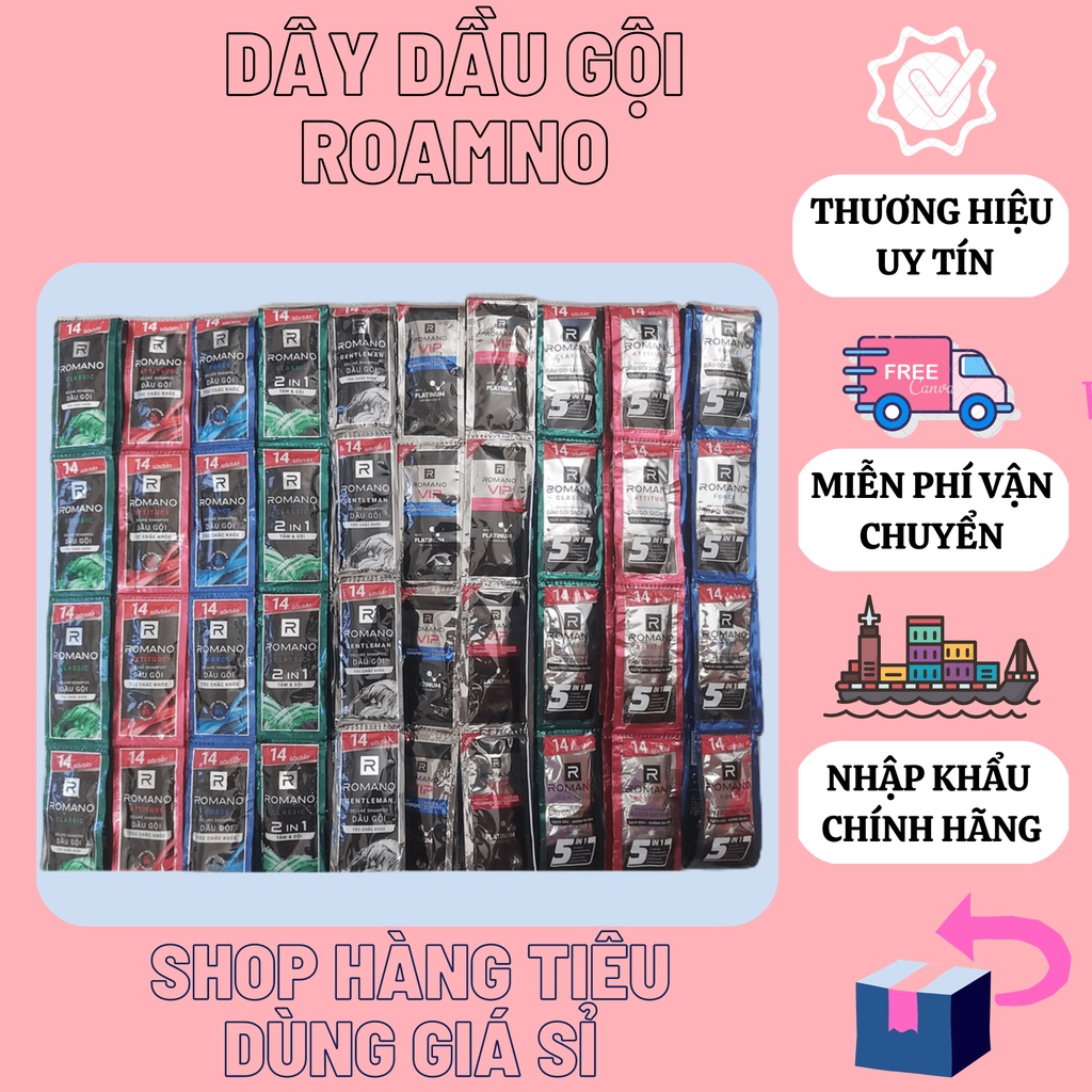 Romano - Dây dầu gội Romano,(dây 14 gói), đủ màu lựa chọn