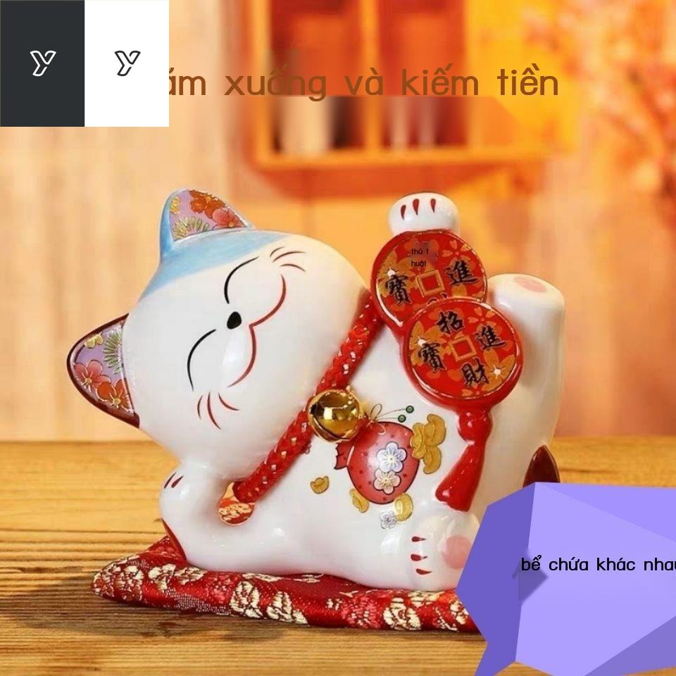 ✎♛▬Mèo May Mắn Vật Trang Trí Mở Con Heo Đất Bằng Gốm Gia Đình Phòng Khách Cửa Hàng Thu Ngân Món Quà Sáng Tạo Hanfengtang
