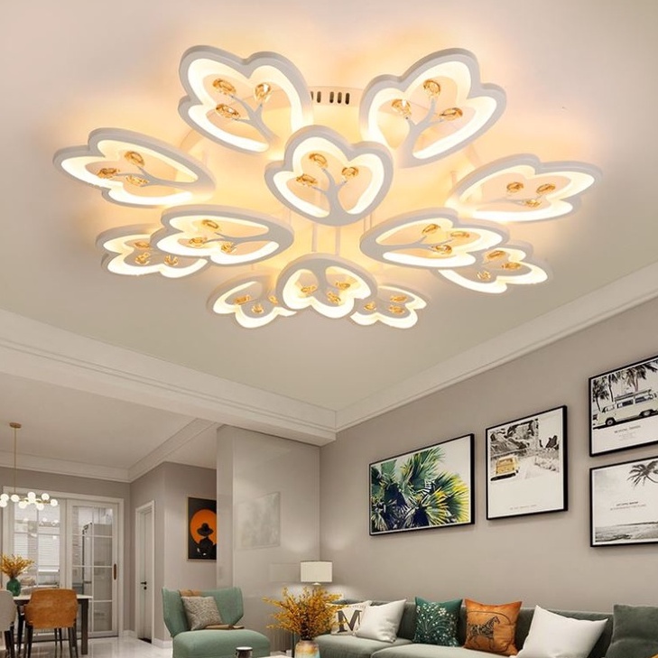 Đèn trần LED SUSHIO 5, 12 cánh hoa cao cấp 3 chế độ ánh sáng có điều khiển từ xa