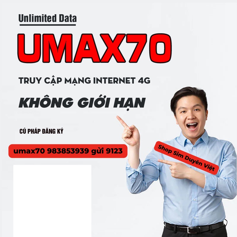 Sim 4G Viettel UMAX70 - UMAX90 Data Không Giới Hạn, Max Băng Thông Chỉ Từ 70k/Tháng. Dùng Trên Toàn Quốc