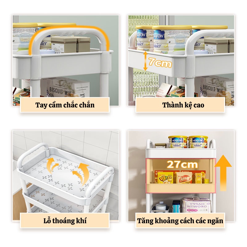 Kệ Để Đồ Kệ Đựng Đồ Đa Năng Có Bánh Xe Đẩy Dễ Dàng Di Chuyển