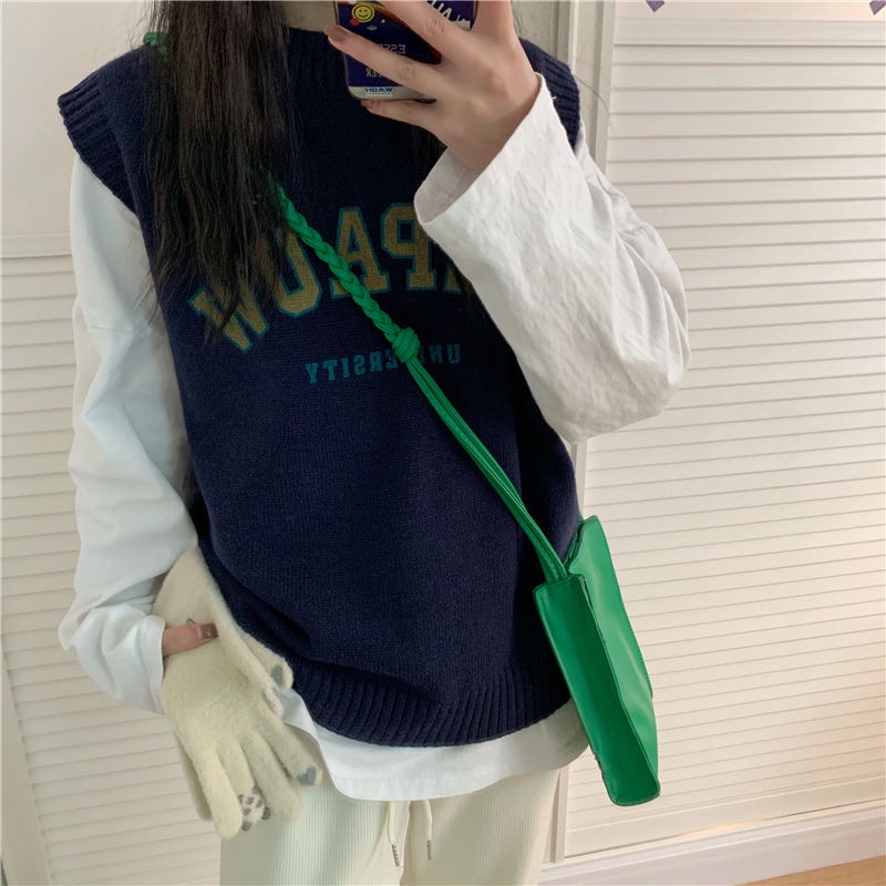 Áo dệt kim sát nách SUXI dáng ôm phong cách Hàn Quốc thời trang mùa thu cho nữ