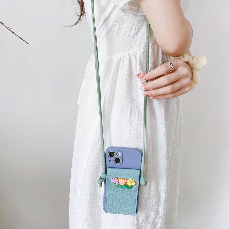 Ốp điện thoại túi gắn hoa có dây đeo OPPO Reno 8 8T 8Z 4G 5G 7 7Z 6 6Z 5 4 F11 Pro F9 F7 F5 2020 2021 2022 OPPOF11