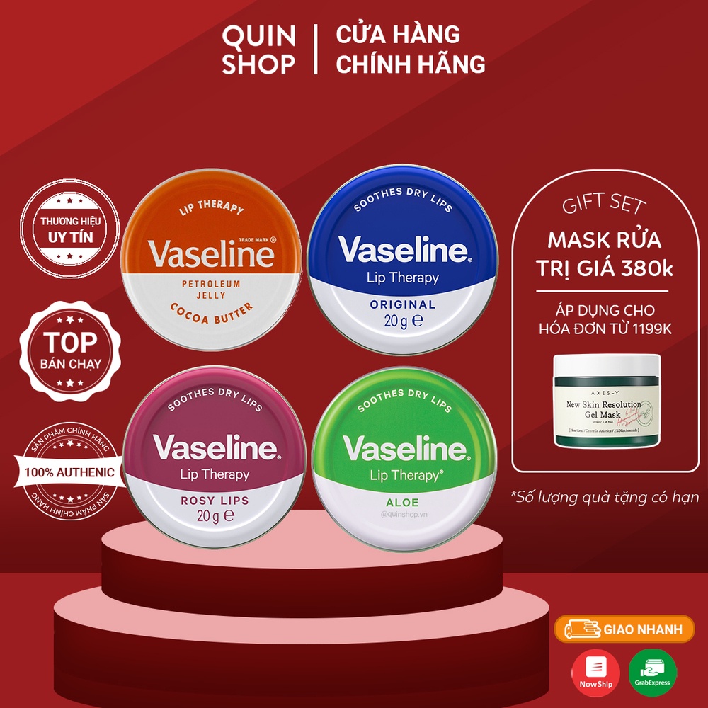 Sáp Dưỡng Môi Vaseline Lip Therapy Original, Rosy Lips, Aloe, Cocoa Butter 20g