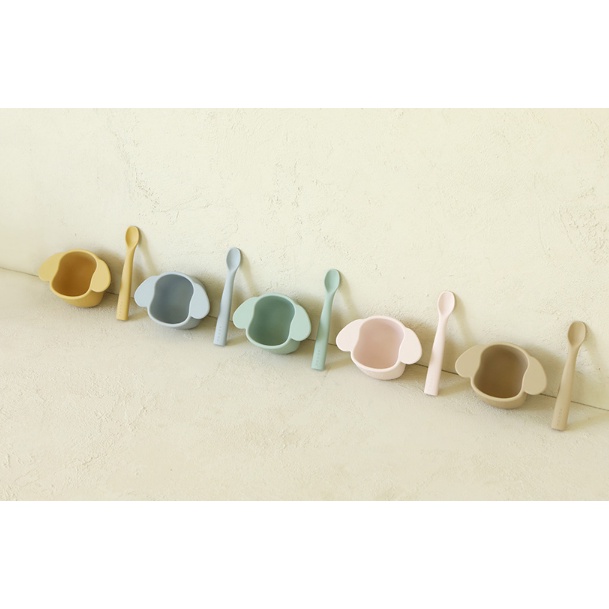 Set bát và muỗng ăn dặm silicone cao cấp cho bé Rocou Hàn Quốc