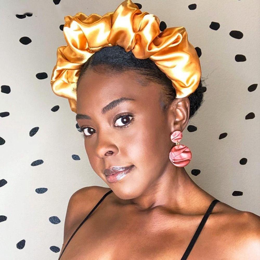 ANEMONE Băng đô cài tóc rửa mặt Satin Co Giãn Màu Sắc Trơn Phong Cách Hàn Quốc Cho Nữ