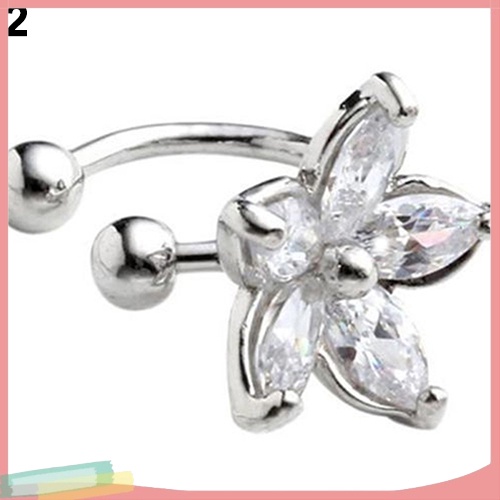 Khuyên tai dạng kẹp hình bông hoa đính đá độc đáo cho nữ