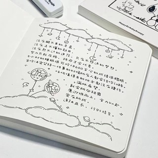 Peach Snoopy Thickened notebook  Diary square notepad Memo Pad School Office Stationery Notepad