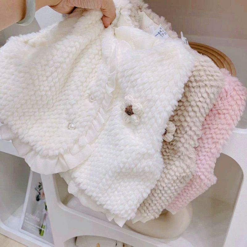 áo ghi lê len lông siêu mềm gắn hoa cho bé ( hàng QC Loại 1)