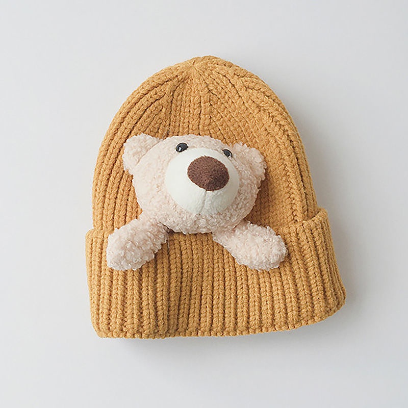 Planet Mũ Dệt Kim Dày Dặn Ấm Áp Kiểu Hoạt Hình Gấu Dễ Thương Cho Bé Trai + Gái