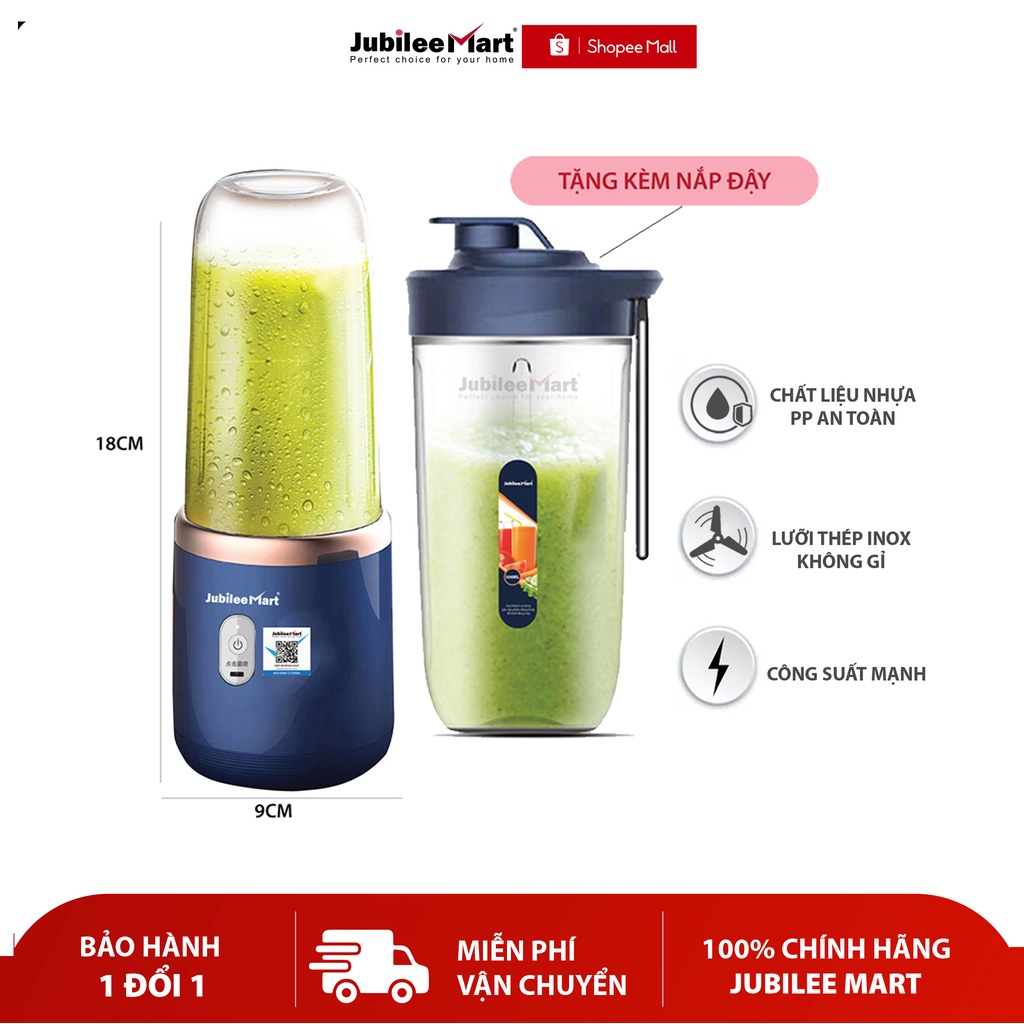 Máy Xay Sinh Tố Jubilee Mart 300ML Cầm Tay Sử Dụng Pin Sạc Cổng USB Tiện Dụng - BẢO HÀNH 1 ĐỔI 1 NẾU LỖI