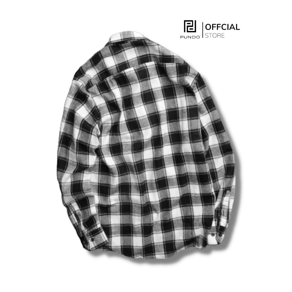 Áo sơ mi nam flannel PUNDO họa tiết kẻ sọc chất cotton dạ cao cấp ASMPD51 | BigBuy360 - bigbuy360.vn