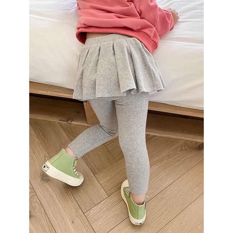 Quần legging dài liền chân váy xếp ly cho bé gái
