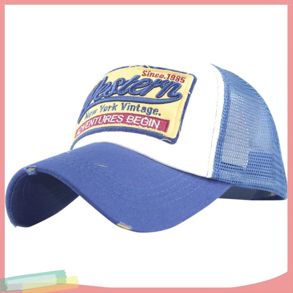 Mũ lưỡi trai thêu chữ phối lưới phong cách hip hop cá tính