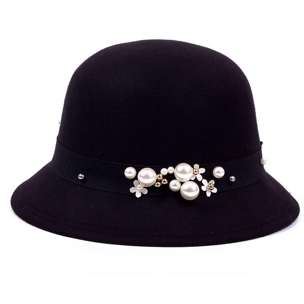 AROMA Mũ Fedora Đính Ngọc Trai Thời Trang Mùa Thu Thanh Lịch Dành Cho Nữ