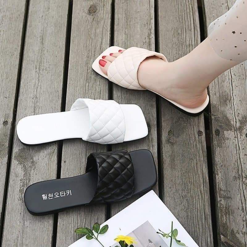 Giày dép bệt quai ngang may chéo caro dễ thương hót mới Big Size 35-45(ảnh thật)