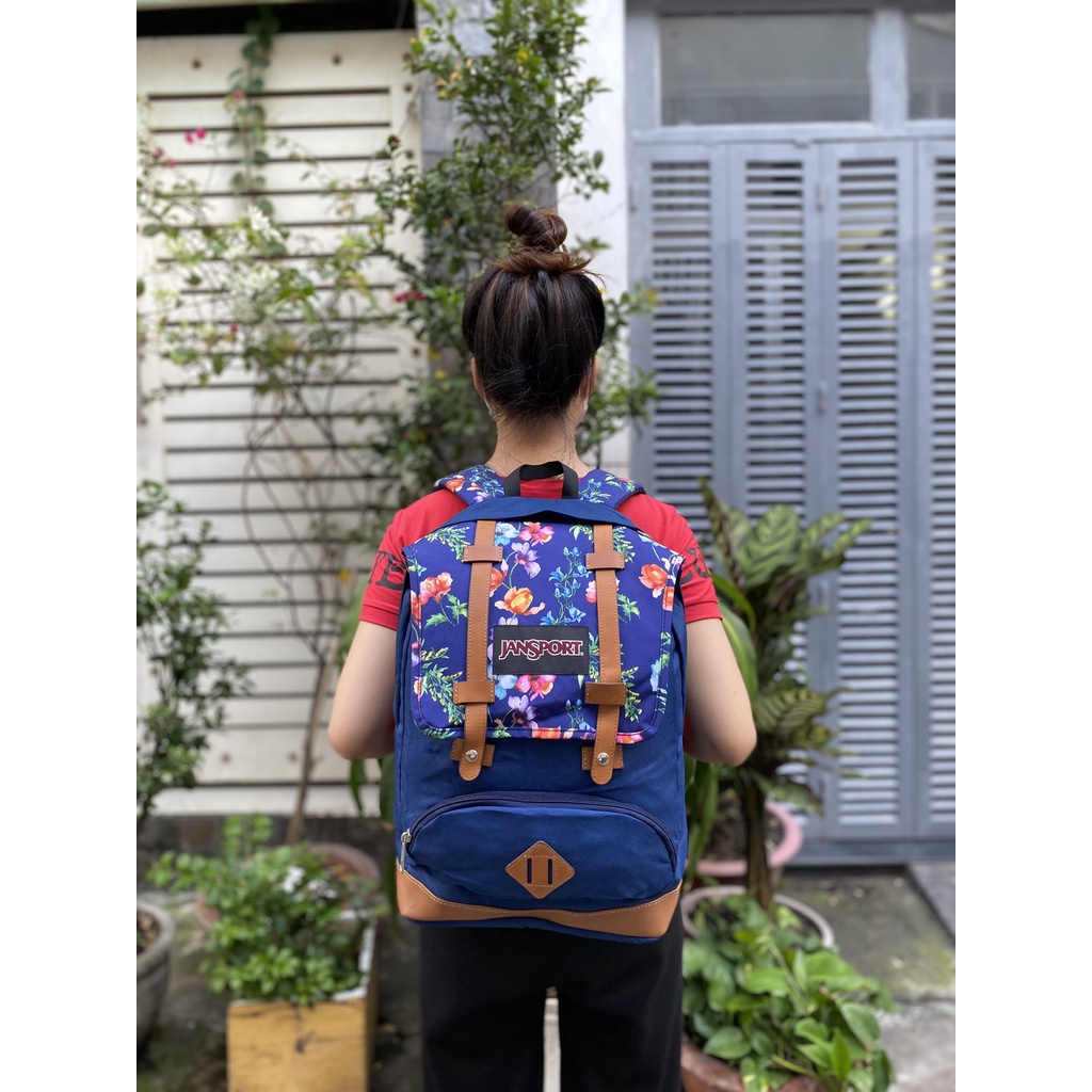 Balo JANSPORT LAPTOP BACKPACK MÀu đen logo hoa