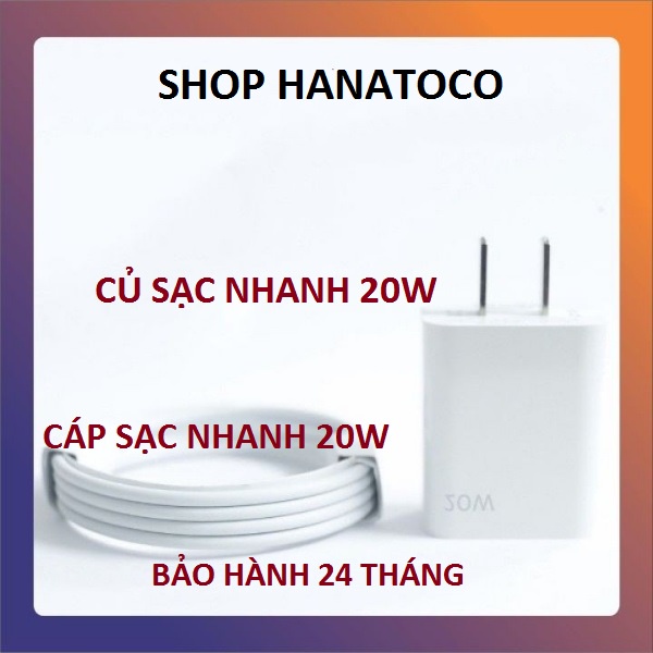 Bộ sạc nhanh 20W, Bảo hành 24 tháng 1 đổi 1