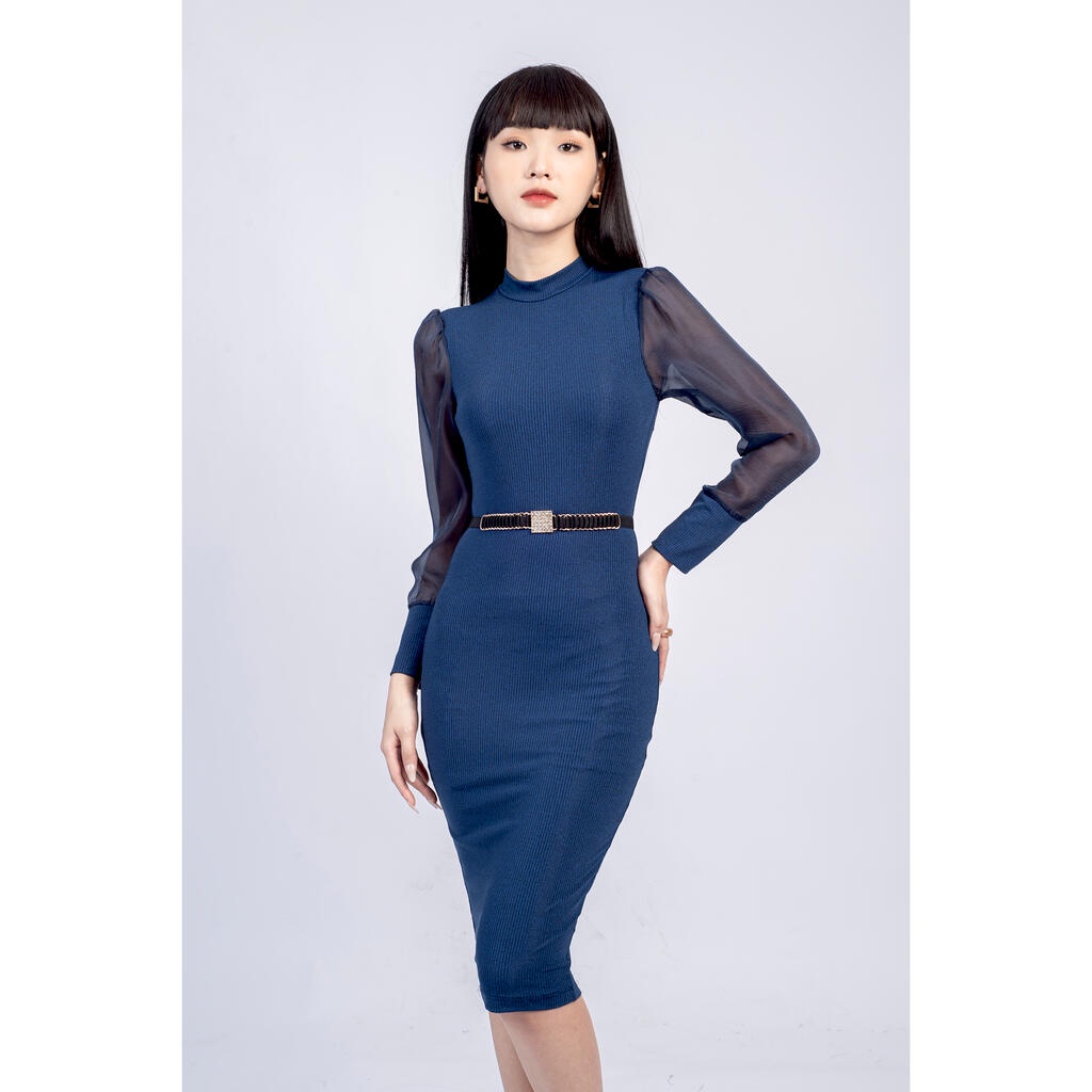 Đầm len cổ cao 3 phân, phối ren MMOutfit M-DA070621278