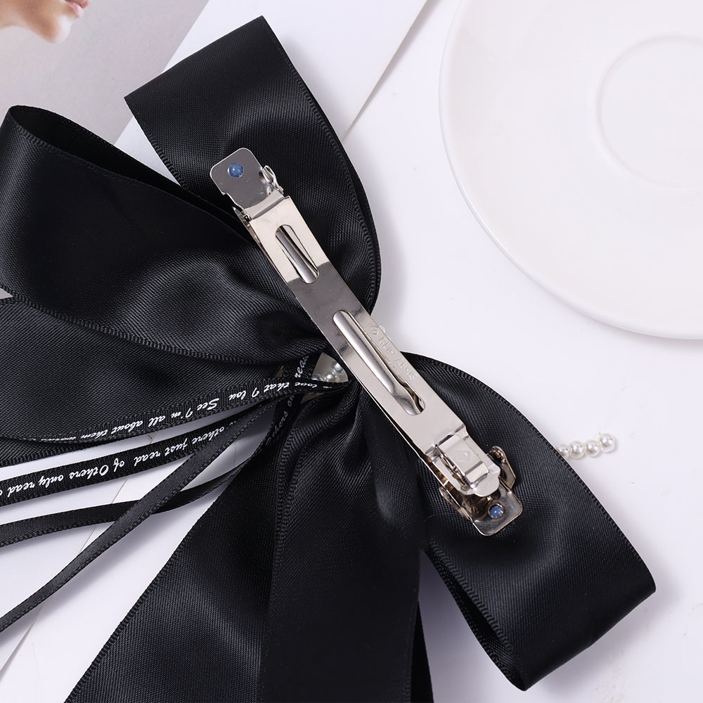 Kẹp Tóc Hình Nơ Đính Ngọc Trai Phong Cách Vintage Thanh Lịch