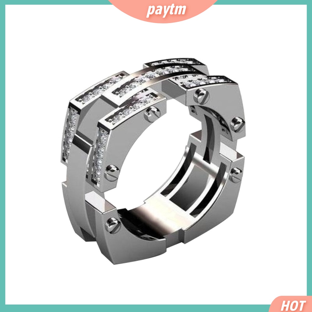 {PTM} Nhẫn Unisex đính đá kiểu dáng sang trọng