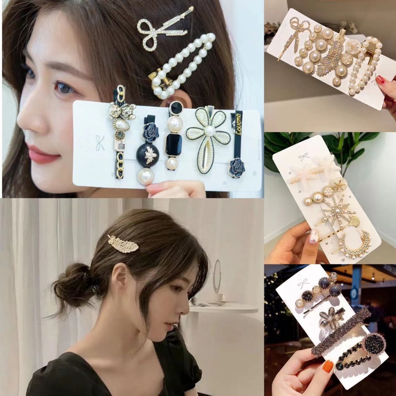 Kẹp Tóc Hình Lông Vũ / Gấu Đính Ngọc Trai Kiểu Hàn Quốc Dễ Thương