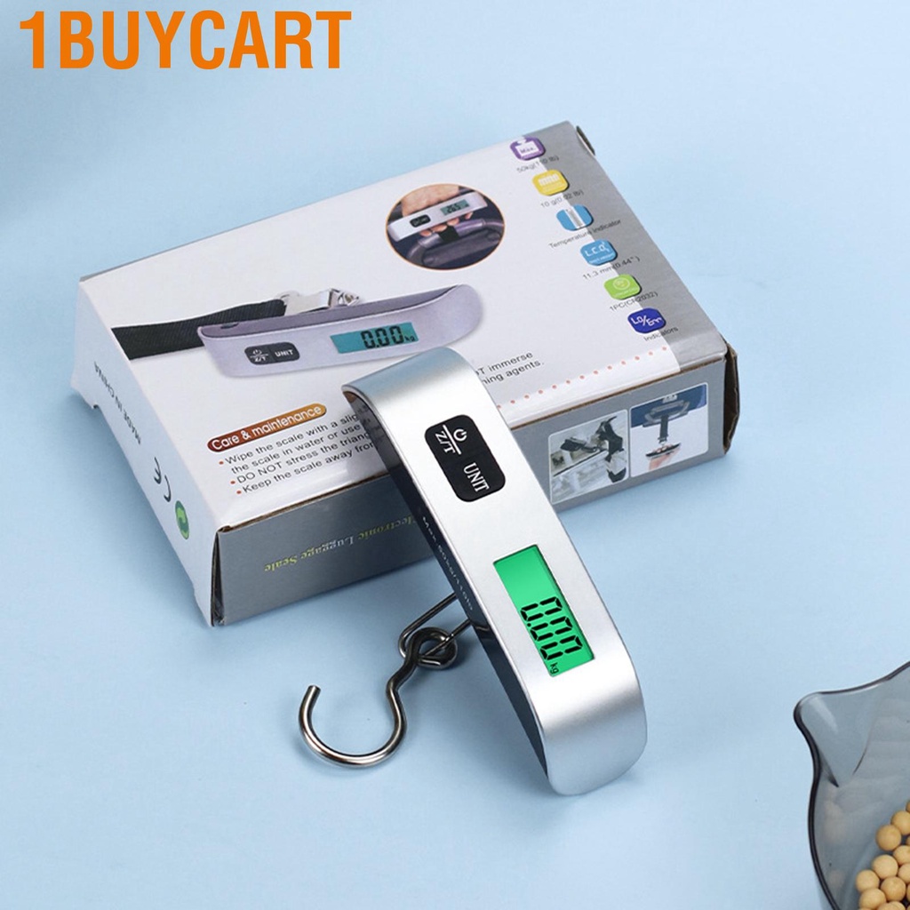 1buycart Electronic Hook Scale Battery Powered LCD Large Green Light Display 50kg Portable Hanging