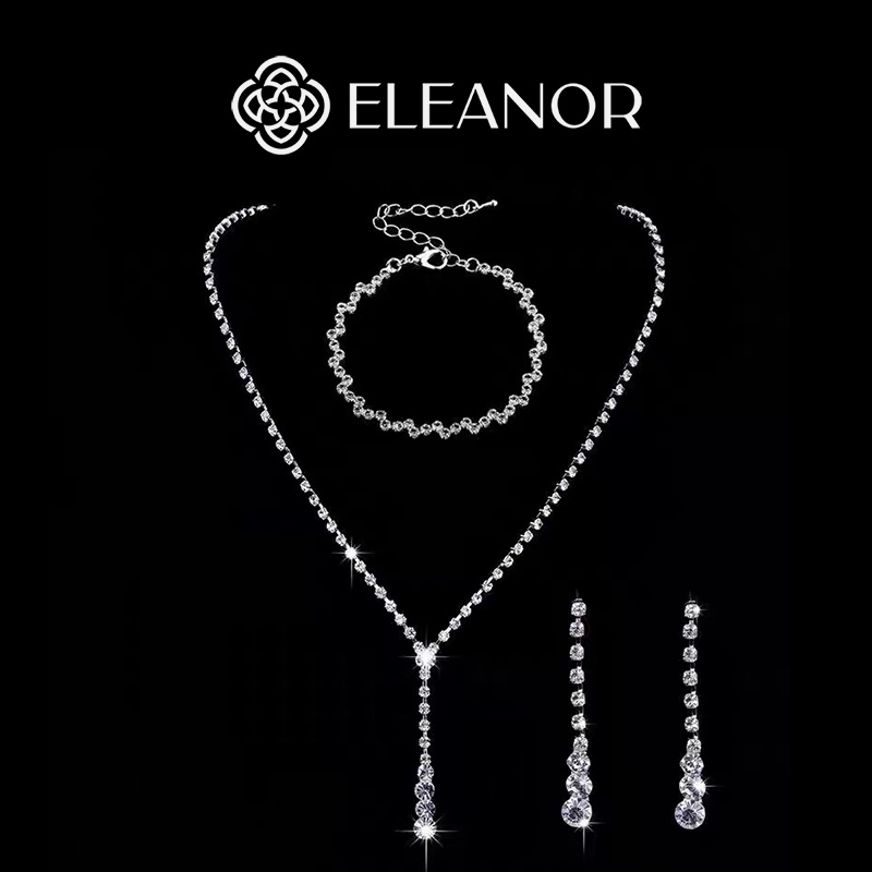 Dây chuyền bông tai vòng tay nữ Eleanor Accessories bộ trang sức đính đá sang trọng phụ kiện trang sức 5124