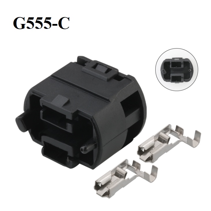 G555-Giắc cắm ô tô 2 lỗ dòng điện cao 6.3mm 2 lỗ màu đen