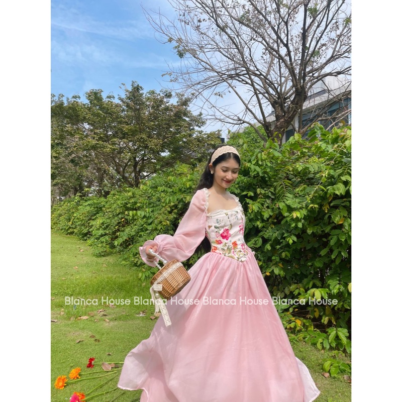 Đầm tơ hoa hồng tiểu thư Isabella dress