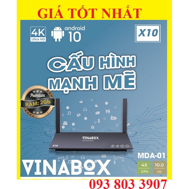 đầu thu android tv box vinabox X10TV BOX VINABOX X10 (Rockchip Alwinner H616 4X/RAM 2G/ROM 16G
