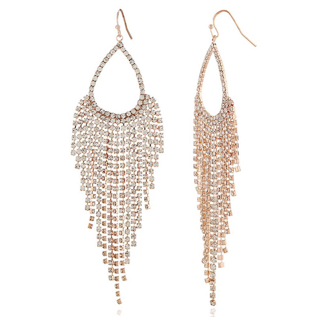 1 Đôi Bông Tai Dáng Dài Đính Đá Thời Trang Dành Cho Nữ