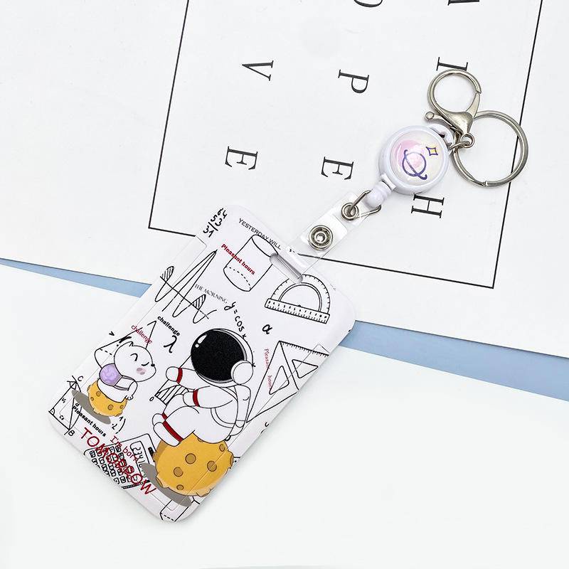 ⭐ iLado ⭐【Ưu đãi trọn gói】Quà lưu niệm móc khóa có thể thu vào phi hành gia Hoạt hình Dây đeo bảng tên móc khoá móc khóa mini dễ thương đeo bảng tên dây đeo thẻ nhân viên / màu sắc khác nhau có sẵn